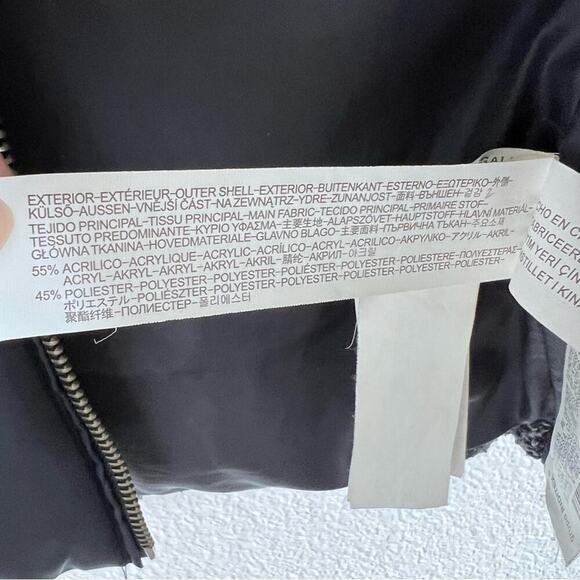 ZARA Trafaluc Puffer Knit Navy Blue Zip Vest Tan Faux Fur Collar - Picture 8 of 11